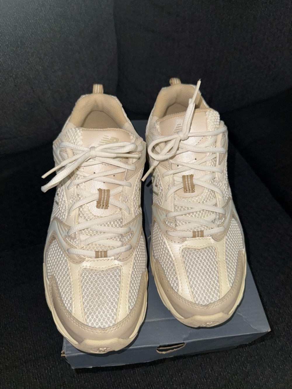 New Balance Beige Lace-Up Athletic Sneakers